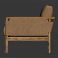 Brown Leather Single Seater Sofa With Wooden Frame And Modern Minimalist Design