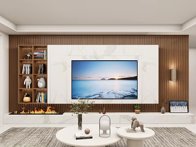 Modern TV background wall Living room background wall 3d model