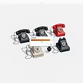 Vintage Rotary Dial Telephones in Classic Colors and Retro Design Collection
