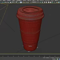 Disposable White Paper Coffee Cup With Black Lid And Brown Sleeve