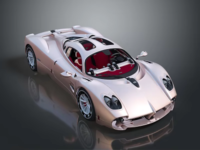 Rose Gold Luxury Sports Car With Sleek Aerodynamic Design And Red Interior 3d model