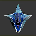 Blue Glowing Sword With Decorative Multicolored Hilt And Reflective Surface