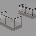 Modern Glass Railing Design With Metal Frames And Platform Base 3d model