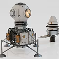 Detailed Spacecraft Models Featuring Lunar Lander Metallic Structure And Return Module 3d model