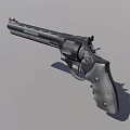 Modern Black Pistol Weapon With Long Barrel Black Grip And Orange Tip Design