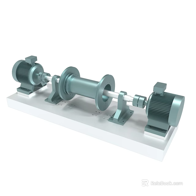 Industrial Mechanical Device With Two Electric Motors And Central Drum On Platform 3d model 