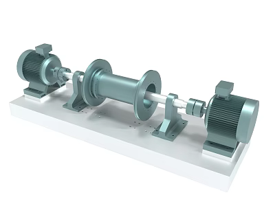 Industrial Mechanical Device With Two Electric Motors And Central Drum On Platform 3d model
