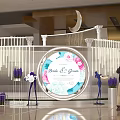 Teemall Easy Exhibition Space With White Decorative Structure Crescent Moon And Purple Flowers