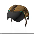 Tactical Weapon Helmet In Brown Color With Green Accents Visor And Modern Straps
