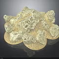 Creamy White Rock Sculpture With Irregular Shapes Holes And Round Base On Black Smooth Surface
