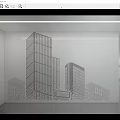 Modern Front Desk Reception Area With Gray Wall City Building Line Art Design