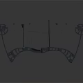 Blue Compound Bow With Bowstring And Mechanical Components On Gray Background
