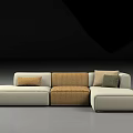 Modern Sectional Sofa With Beige And Brown Modules And Decorative Cushions 3d model
