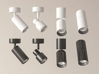 Modern Downlights and Spotlights in White and Black Designs for Home Lighting 3d model