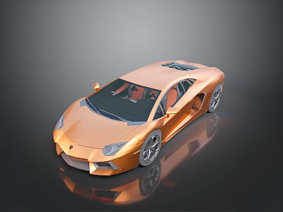 Orange Sports Car With Modern Sleek Body And Reflective Surface Design 3d model
