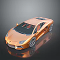 Orange Sports Car With Modern Sleek Body And Reflective Surface Design