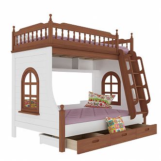 Modern Bed Bunk Bed 3d model