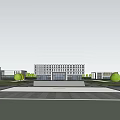Modern Industrial Factory Complex With Green Roofs Trees Roads And Parking Areas