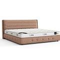 Upholstered Headboard Double Bed With Comfortable Spring Mattress And Modern Design