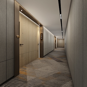 Modern Hotel Hallway 3d model