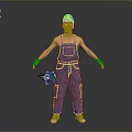 3D Worker Character In Denim Overalls With Cap And Power Tool