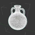 White Round Shaped Ceramic Vase With Two Handles For Home Decor