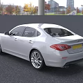Silver Infiniti Sedan With Sleek Front Design Headlights And Grille In Outdoor Setting