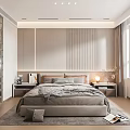 Modern Bedroom Interior Design With Comfortable Bed Bedside Tables And Window Curtains
