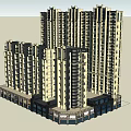Modern High Rise Residential Building Exterior With Ground Floor Retail Shops