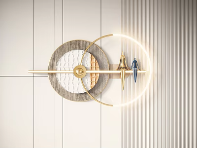 Modern Elegant Wall Decor With Circular Gold Frame LED Lights And Geometric Patterns 3d model