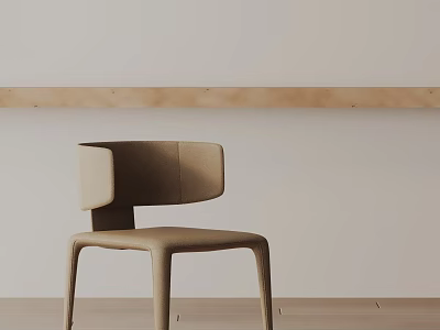 Minimalist Modern Beige Upholstered Leisure Chair With Wooden Accent And Floor 3d model
