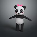 Cute Panda Game Movie Character With Pink Bow Big Eyes And Standing Pose