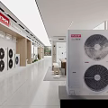 Reception Desk in Enterprise Intelligent Air System Experience Store with Display Screens and Equipment