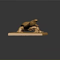 Golden Turtle Sculpture On Shiny Golden Base With Detailed Design