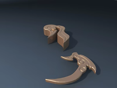 Artistic Golden Carved Sculptures With Curved Shapes And Ornate Details 3d model