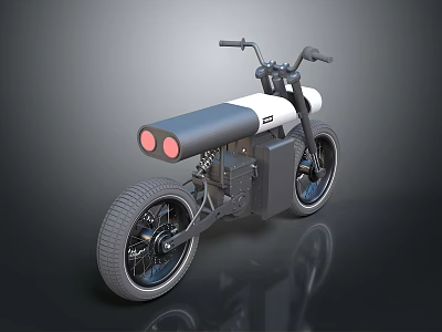 Modern Stylish Motorcycle With White Black Body Red Tail Lights Chunky Wheels And Minimalist Design 3d model