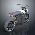 Modern Stylish Motorcycle With White Black Body Red Tail Lights Chunky Wheels And Minimalist Design