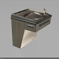 Indoor Water Fountain Design With Stainless Steel Surface Faucet And Brown Base