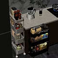 Kitchen Multilayer Storage Shelf with Spices Bread and Kitchen Supplies 3d model