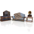 Vintage Living Room Interior With Retro Sofa Gramophone And Wooden Chest