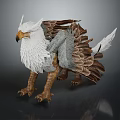 Mythical Eagle Creature With White Head Feathers Brown Wings And Detailed Claws 3D Fantasy Model