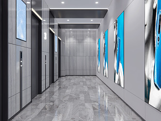 modern elevator hall 3d model