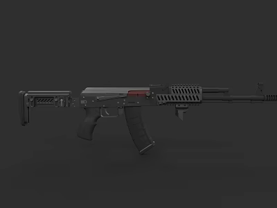 Modern Tactical Assault Rifle With Black Finish Rail System And Ergonomic Grip 3d model