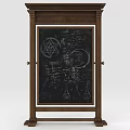 Wooden Frame Chalkboard Wall Hanging With Hexagram Moon Design And Hand Drawn Flasks