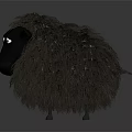 Black Sheep Character With Fluffy Wool And Expressive White Eyes