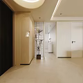 Modern Dining and Living Room Interior Design With Round Table Fabric Chairs and Pendant Light