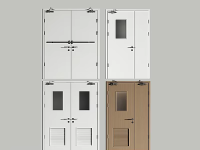 Various Interior Door Designs Featuring Glass Panels Double Leaf And Louvered Sections 3d model