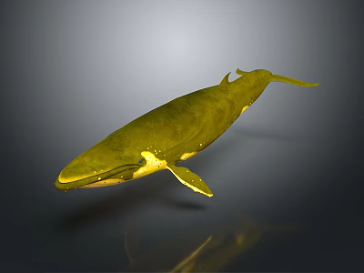Detailed Golden Whale 3D Render With Glossy Surface On Gray Background 3d model