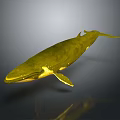 Detailed Golden Whale 3D Render With Glossy Surface On Gray Background