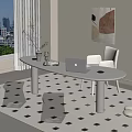Cream wind desk negotiation desk writing desk computer desk 3d model